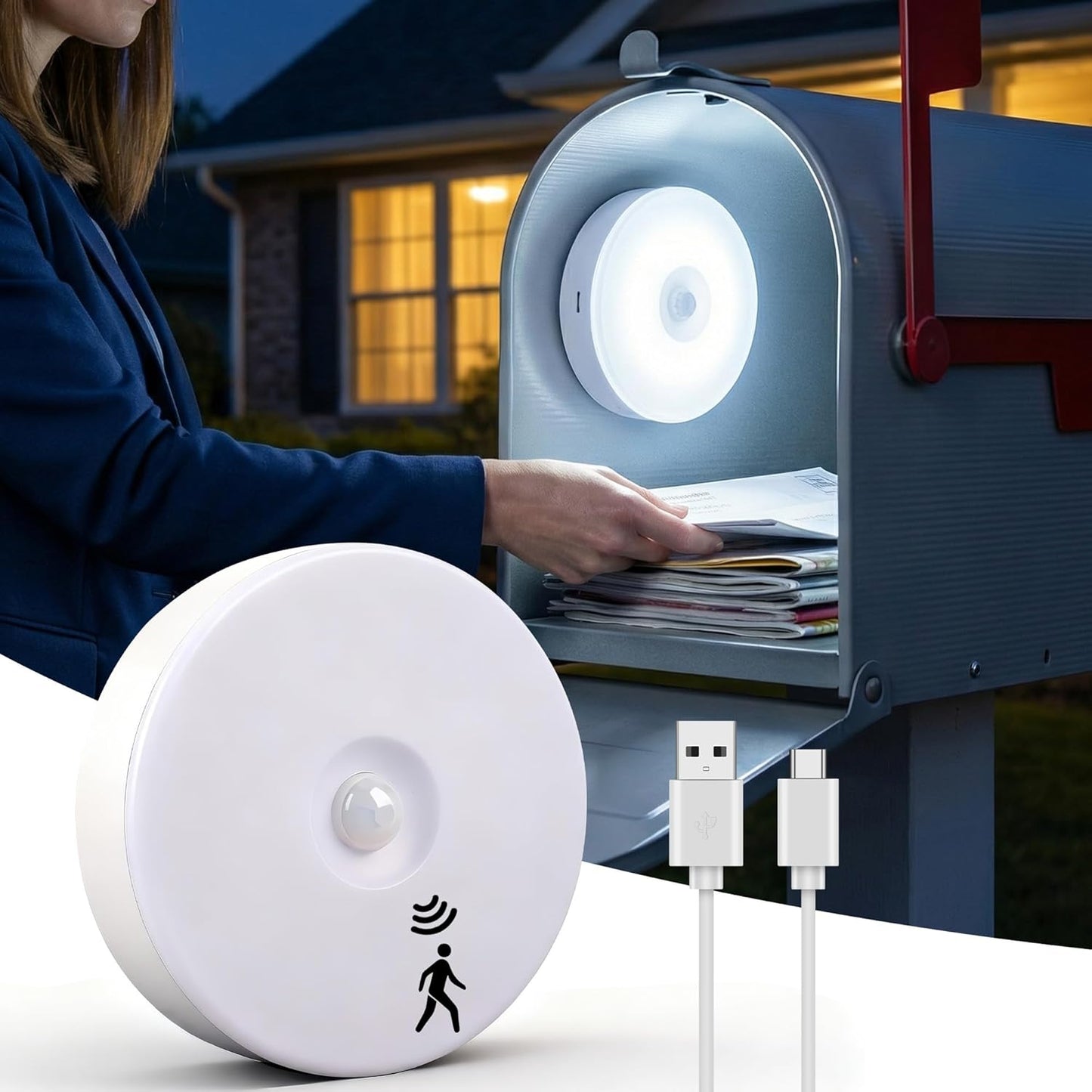 Sensor movimiento luz LED recargable para buzón