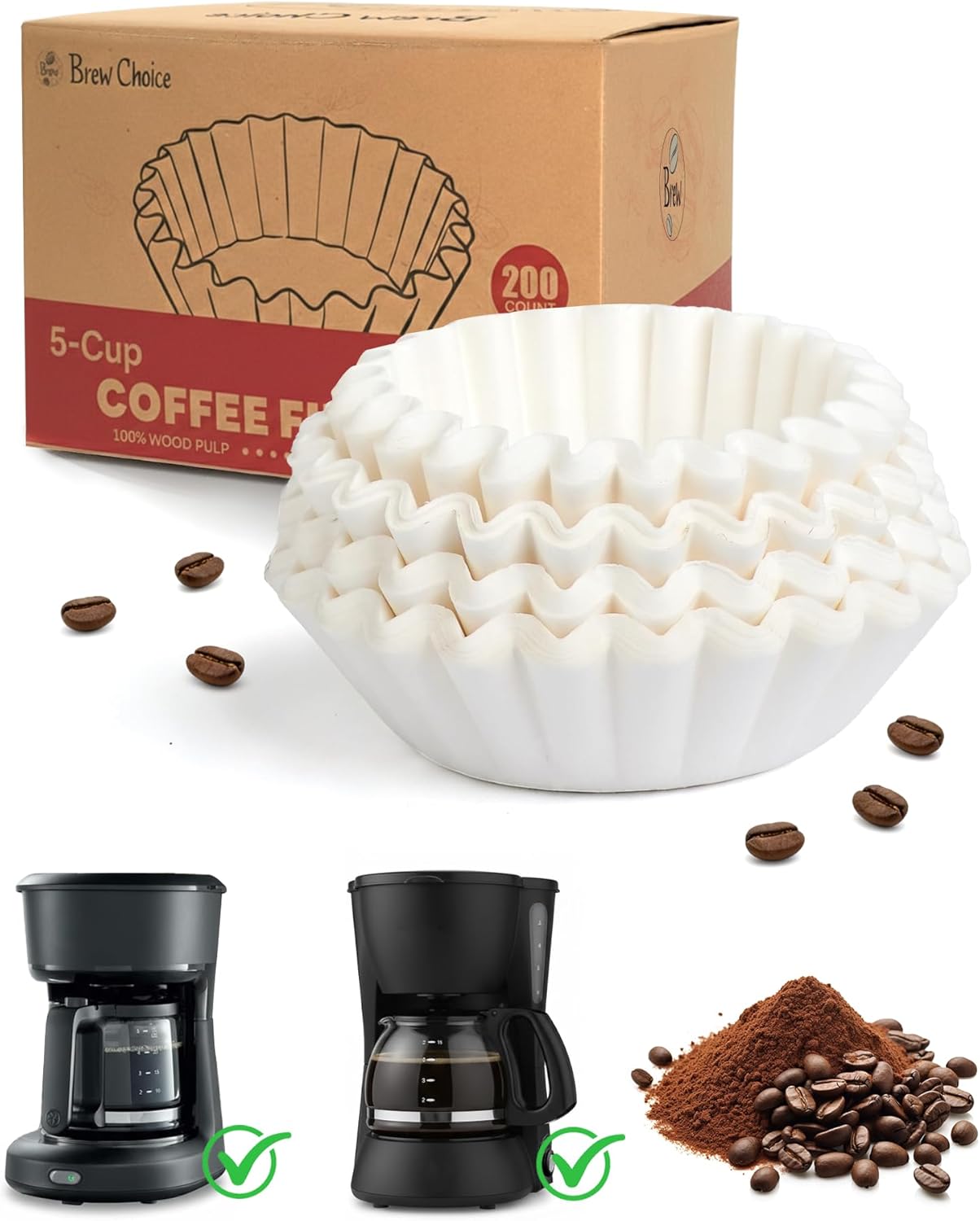 Filtros café 5 tazas 200uds compatibles Mr. Coffee