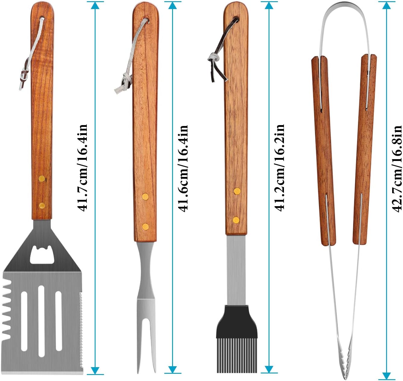 Juego herramientas parrilla acero inox para barbacoa