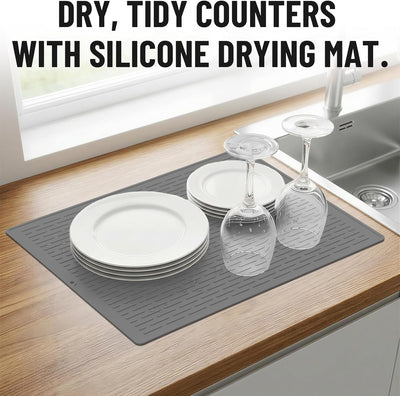 Tapete secador silicona gris 28x19.7pulg antideslizante