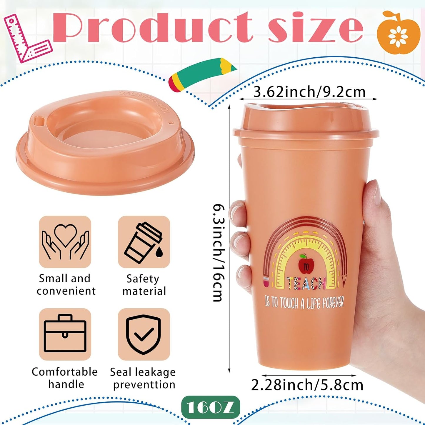 48 Pzas Tazas Café 16oz Con Tapas Regalo Profesor