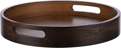 Bandeja redonda grande de madera para decorar hogar y servir comida