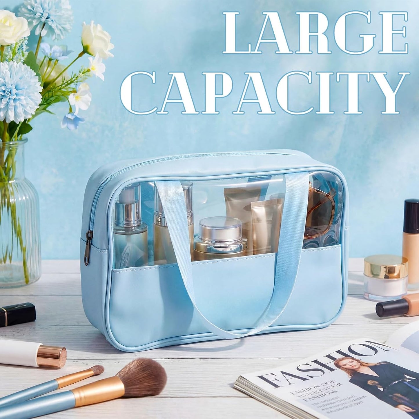 Bolsa maquillaje translúcida organizadora portátil