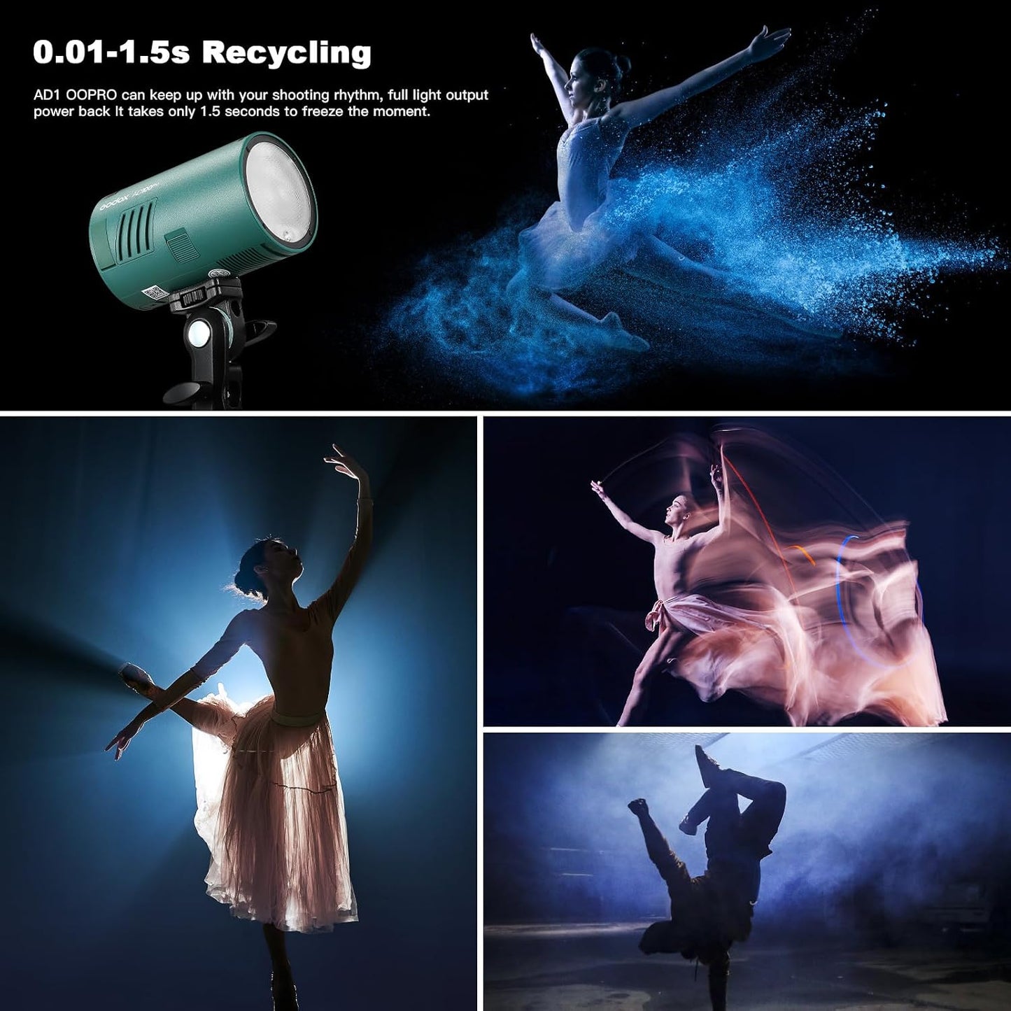 Luz estroboscópica AD100pro 100Ws batería 2600mAh inalámbrico