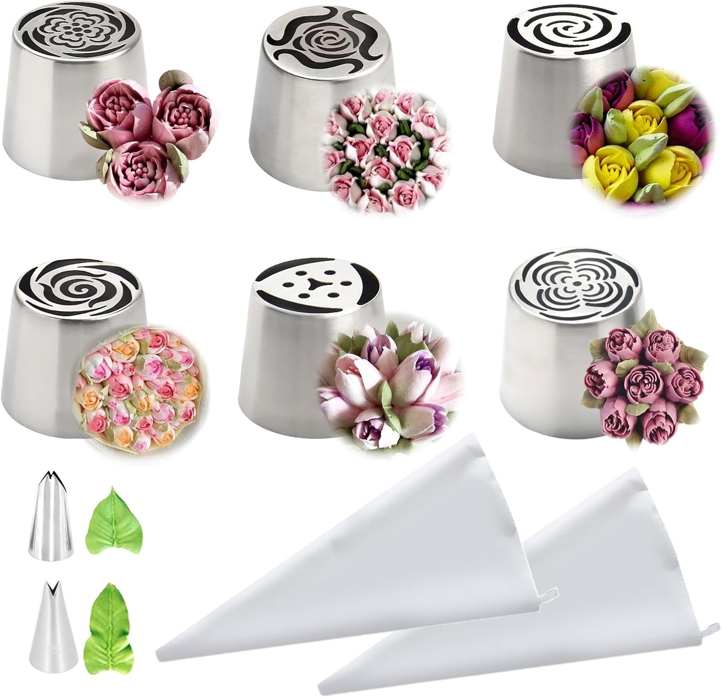 Puntas de tubería rusas grandes de acero inoxidable para decorar pasteles y galletas