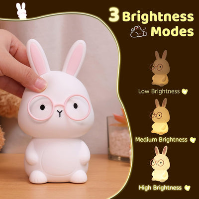 Luz Nocturna Conejo Silicona 8 Luces Color Regalo Niños