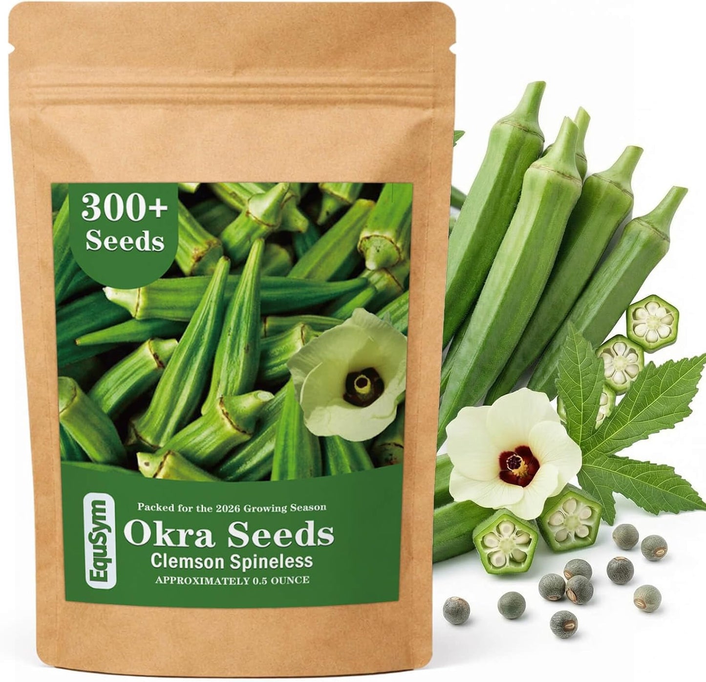 300 Semillas Okra Clemson Pleno Sol Germinación 7-14 Días