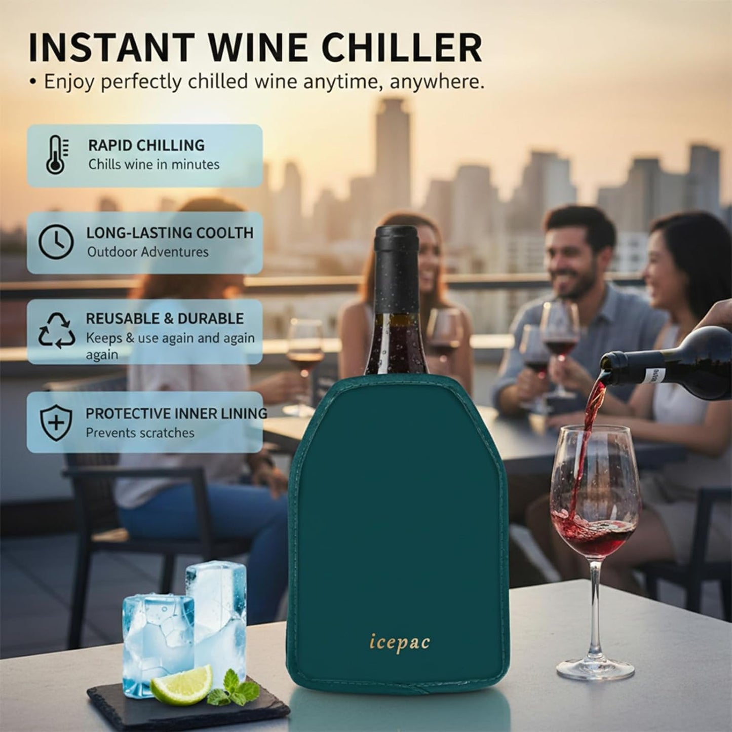 Fundas refrigerantes para botellas de vino prosecco champagne 1pz