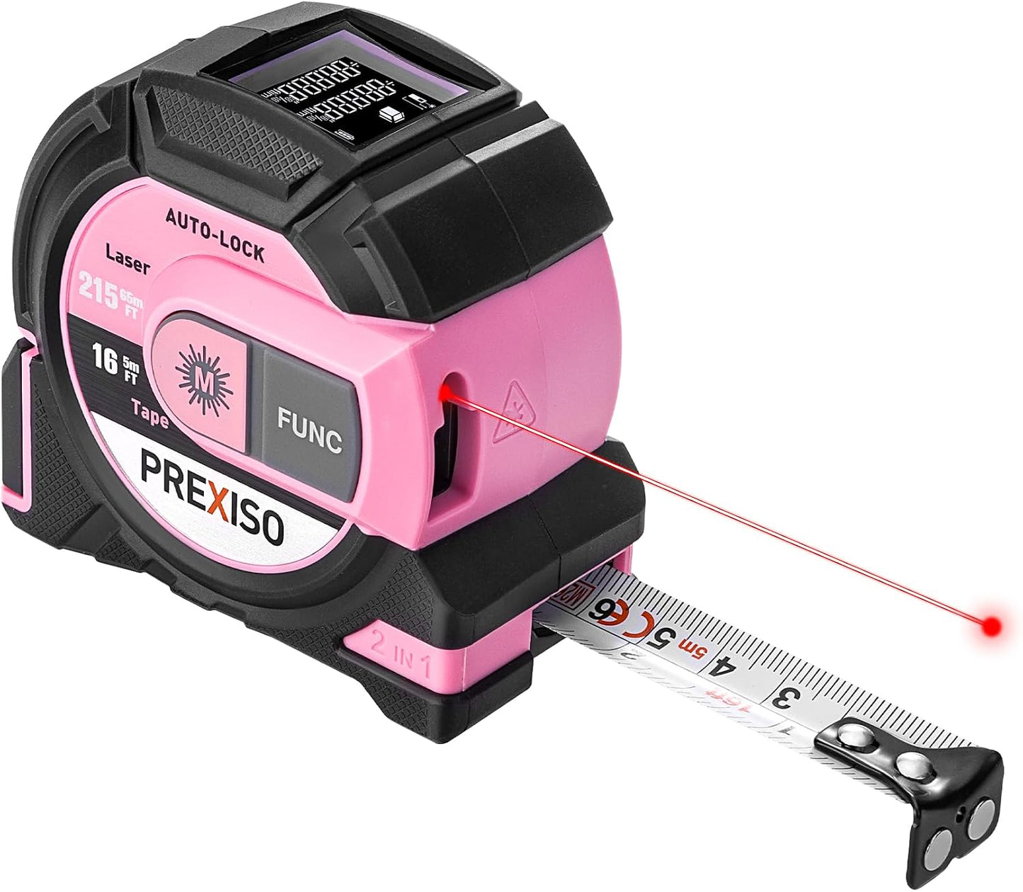 Cinta métrica láser 2en1 215x16ft bloqueo automático
