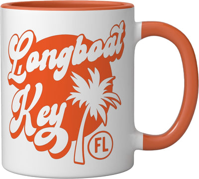 Taza cerámica retro estilo palma de naranja/blanco Longboat Key