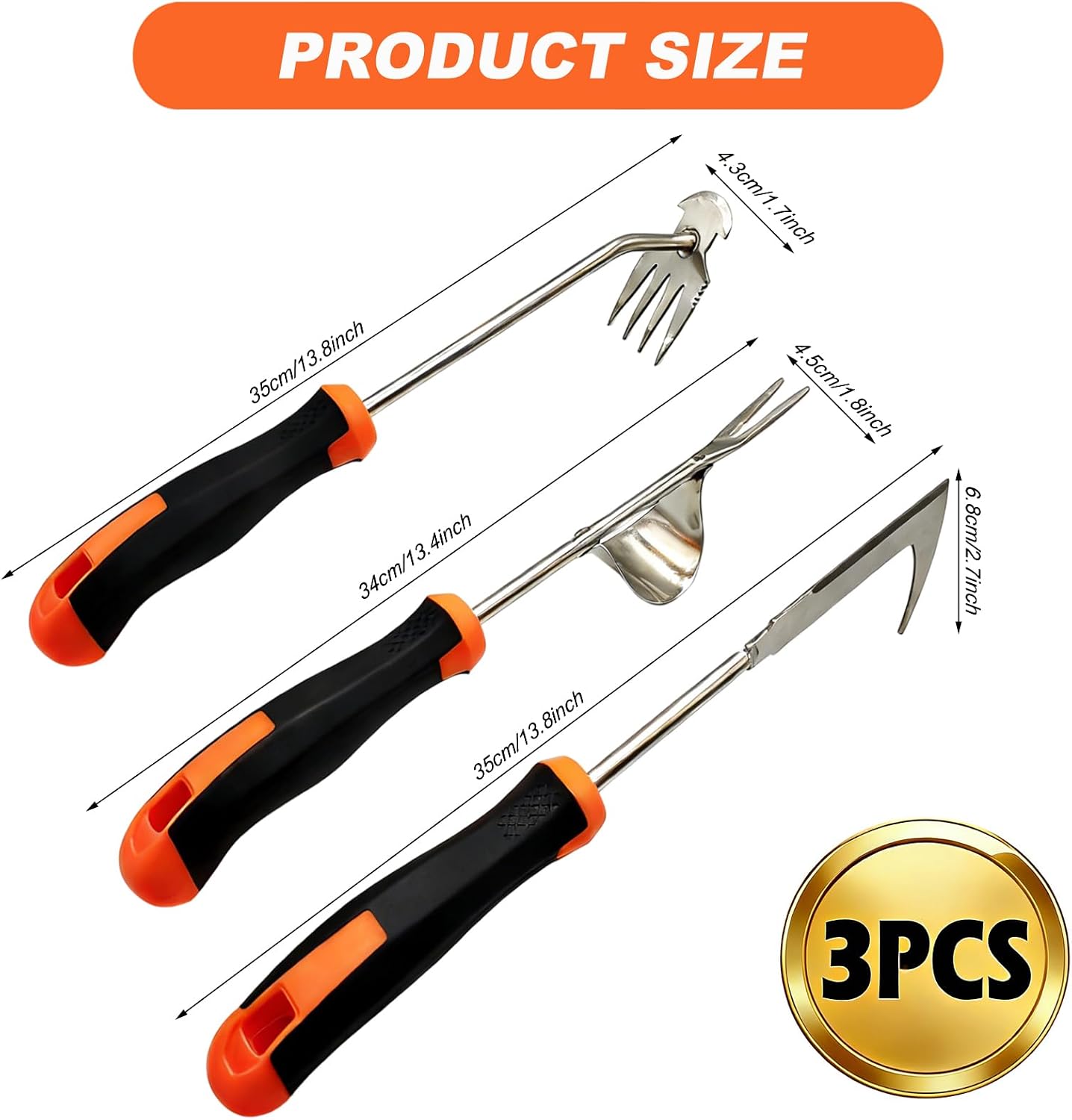 Extractor malezas 3 Pzas 4 dientes patio trasero huerto