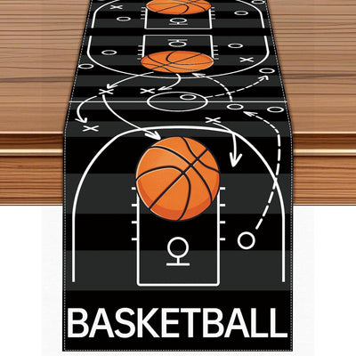Camino de mesa para cancha de baloncesto negro 72 x 13 pulgadas
