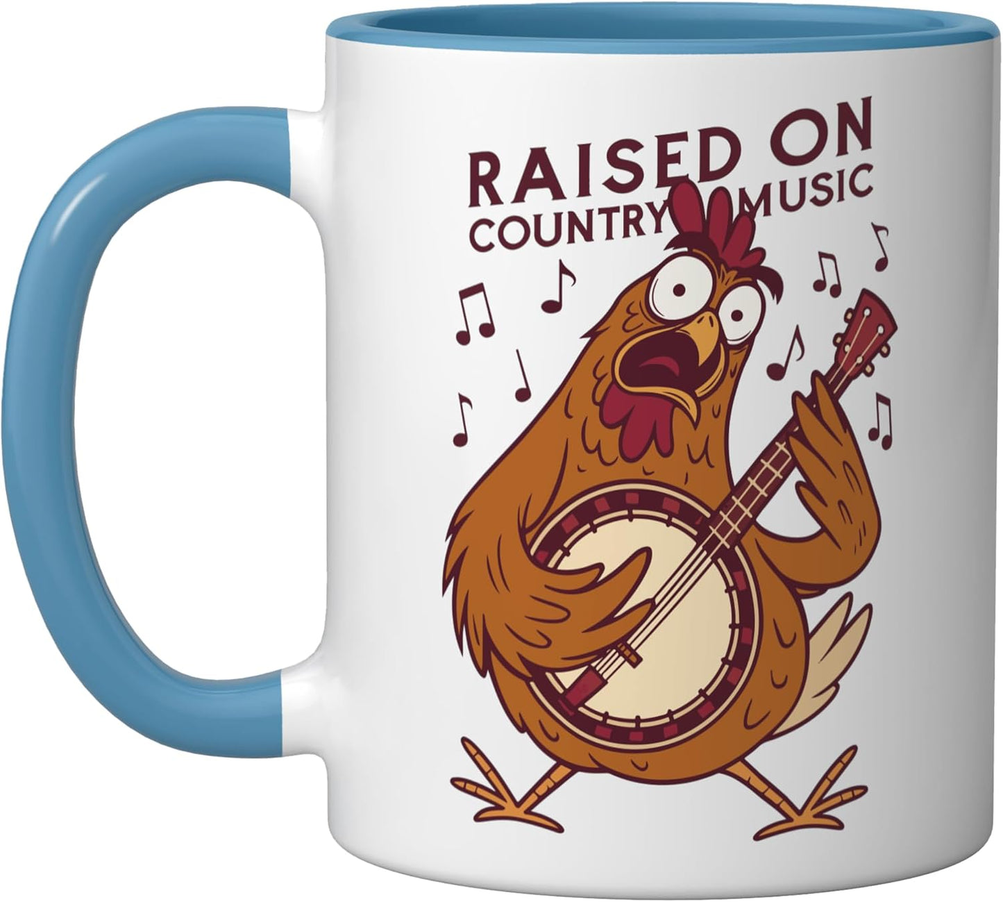 Taza de cerámica para banjista con frase divertida en azul y blanco