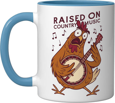 Taza de cerámica para banjista con frase divertida en azul y blanco