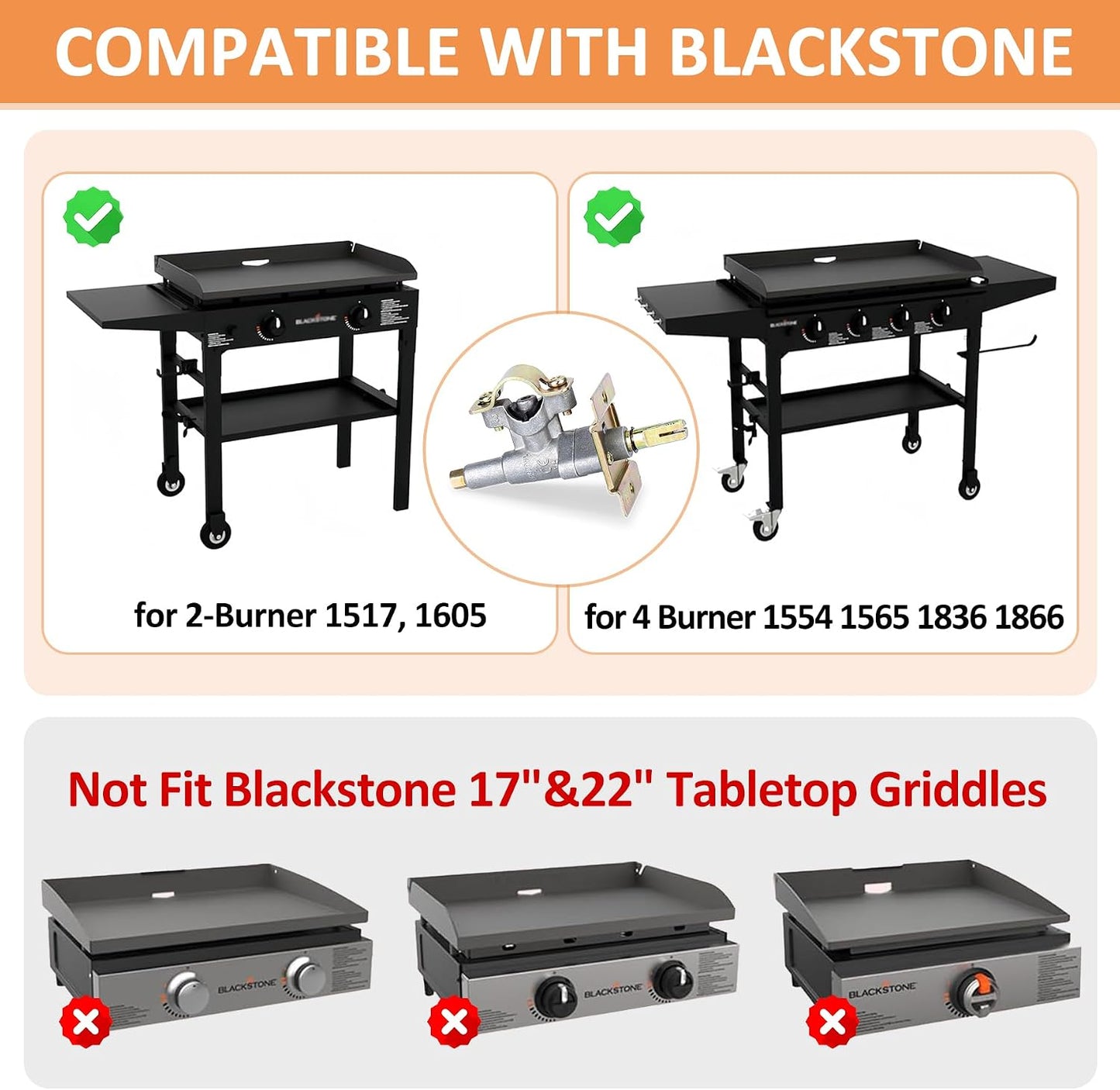 Válvula quemador parrilla Blackstone 36pulg 2 Pack