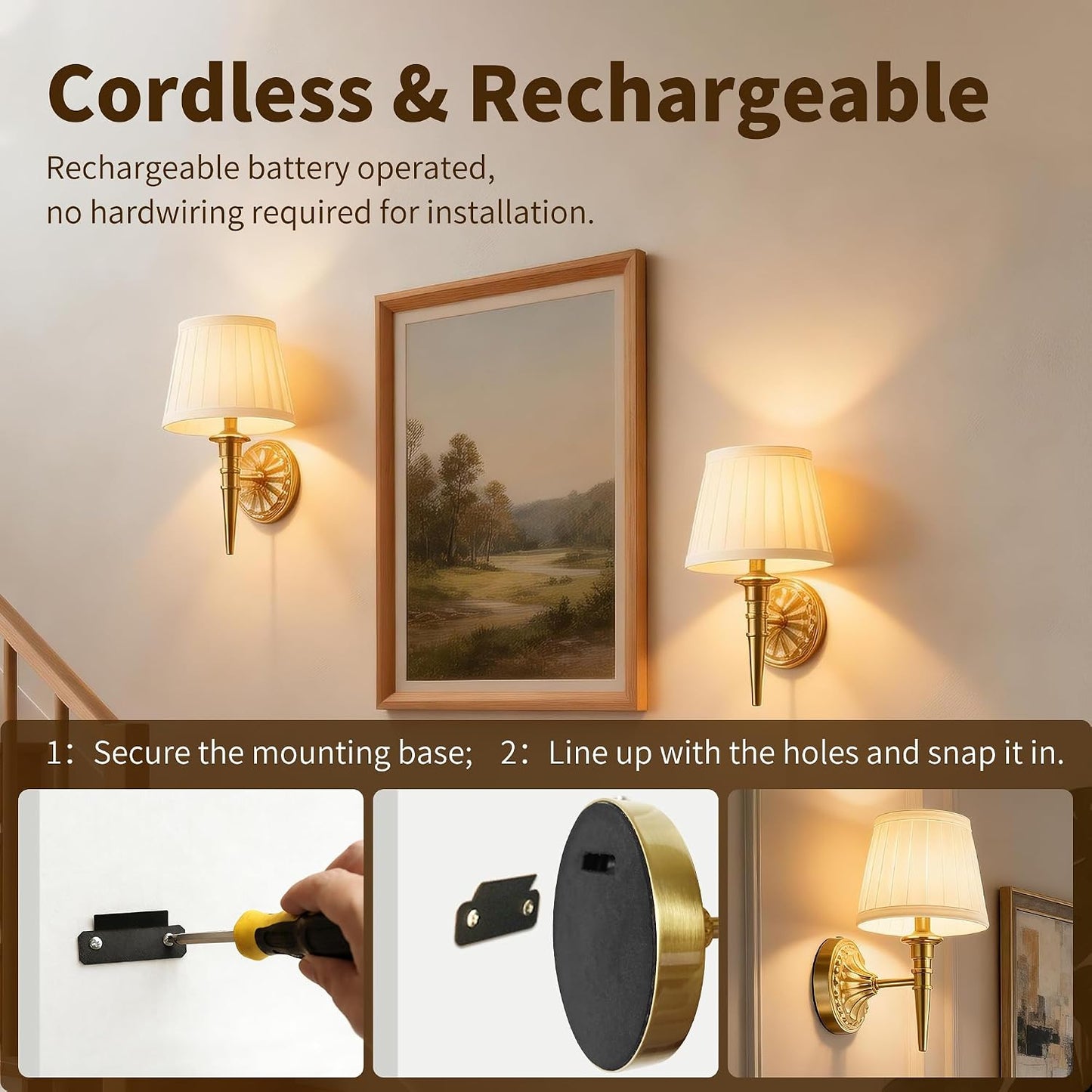 2 Apliques LED inalámbricos recargable dormitorio sala pasillo