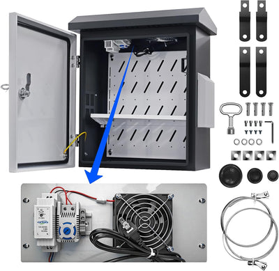 Caja eléctrica exterior IP65 con termostato ventilador 19.7x15.7pulg