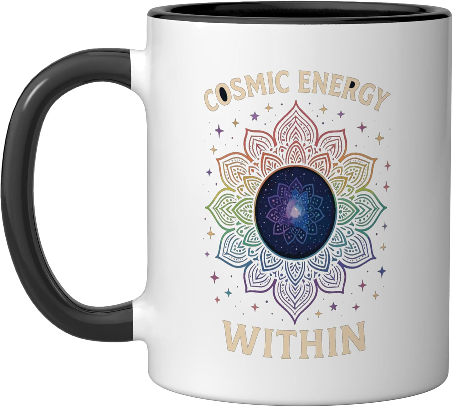 Taza cerámica mandala galaxia estrellas negro/blanco