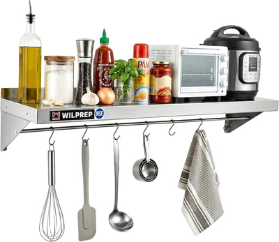 Estante acero inox 12x48pulg para cocina 220lb