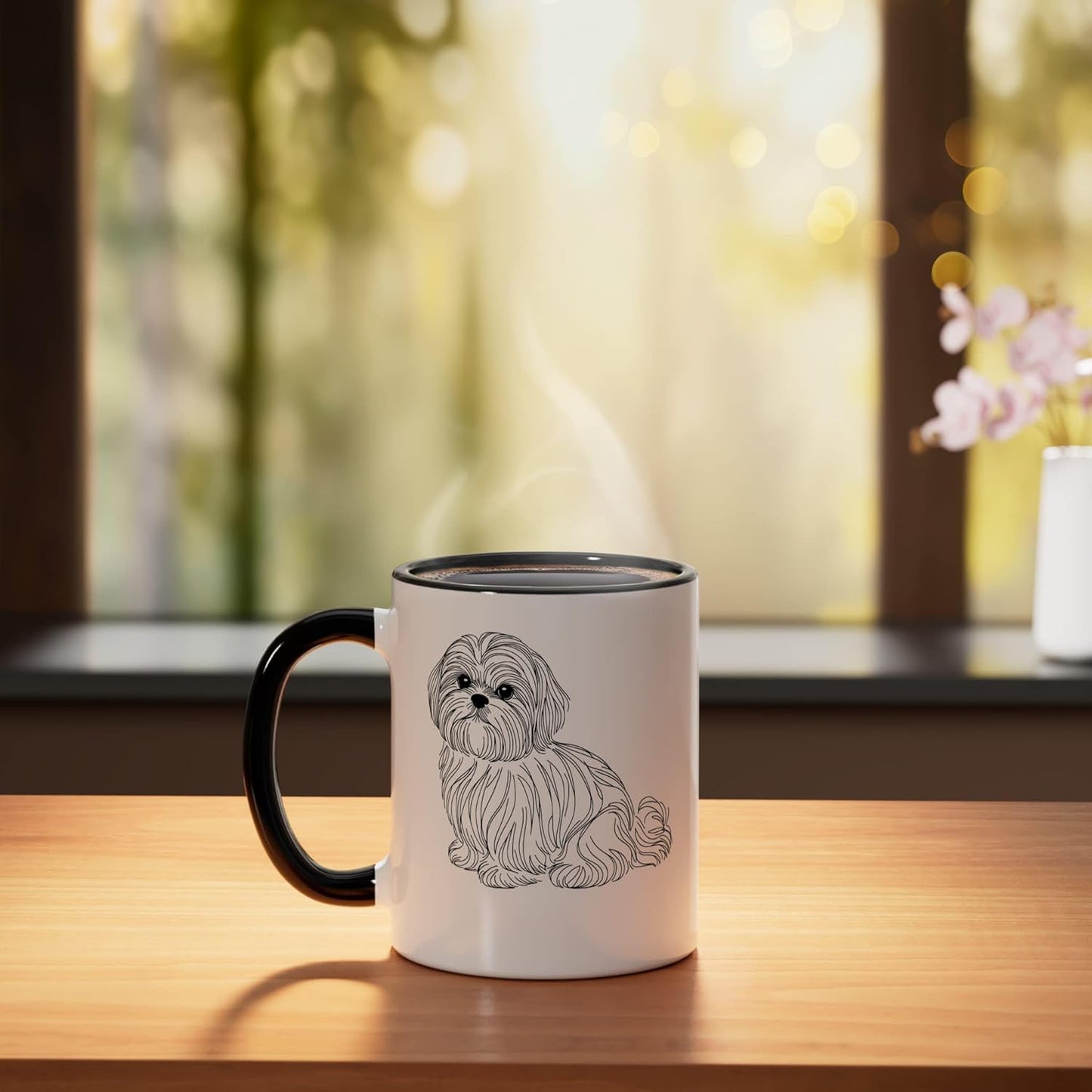 Taza Cerámica Amante Perros Shih Tzu Negro Blanco