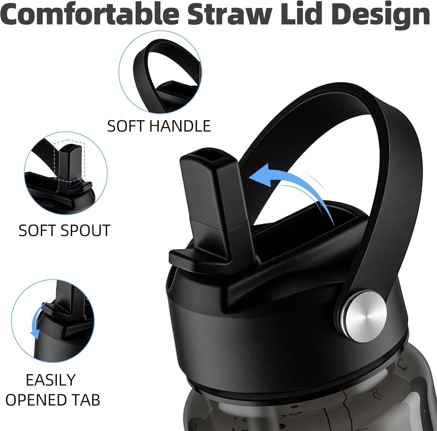 Botella de agua transparente Tritan sin BPA con popote 32 oz