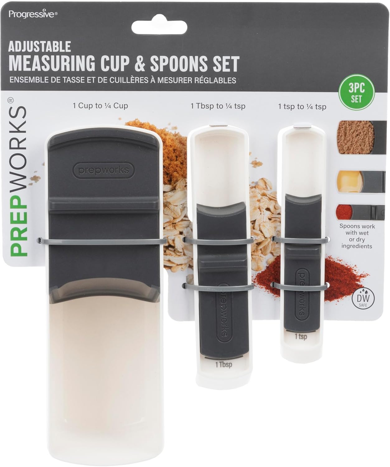 Juego de medidor ajustable para tazas y cucharas de 1/4 cucharadita a 1 taza