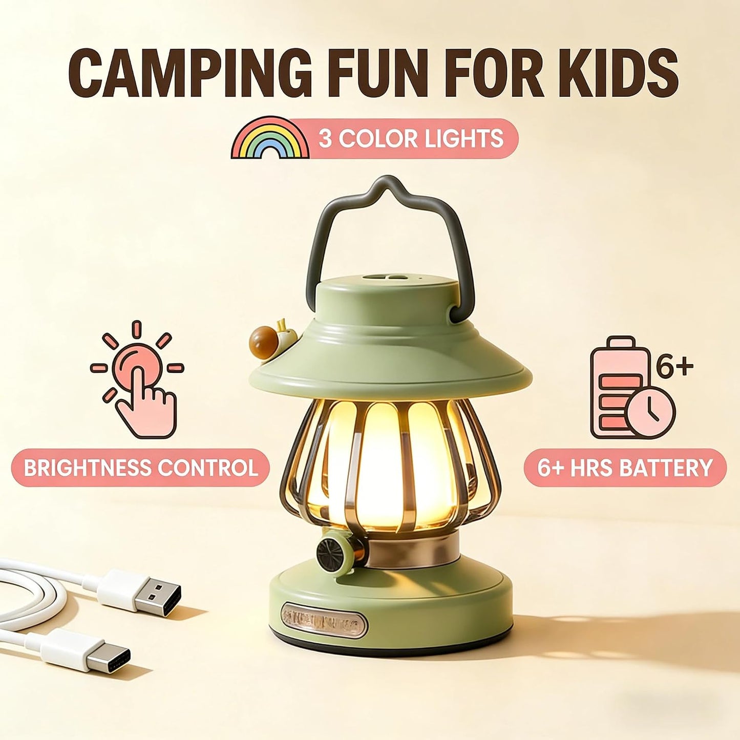 Linterna frontal para niños con sensor movimiento recargable USB-C
