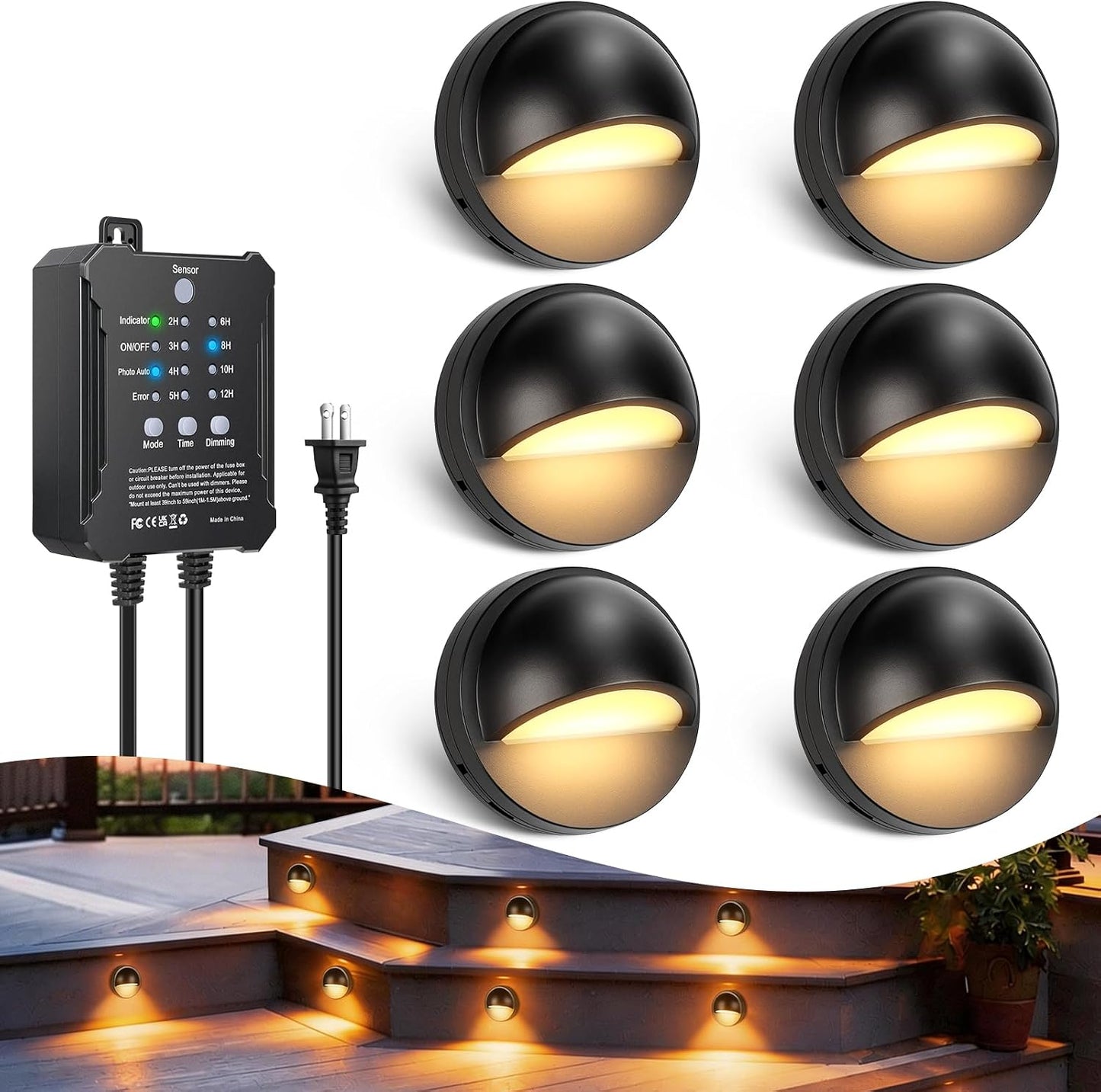 Kit 6 luces LED impermeables IP67 para terraza patio barandilla