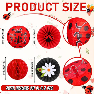 Kit decoración fiesta mariquita lunares rojos y negros