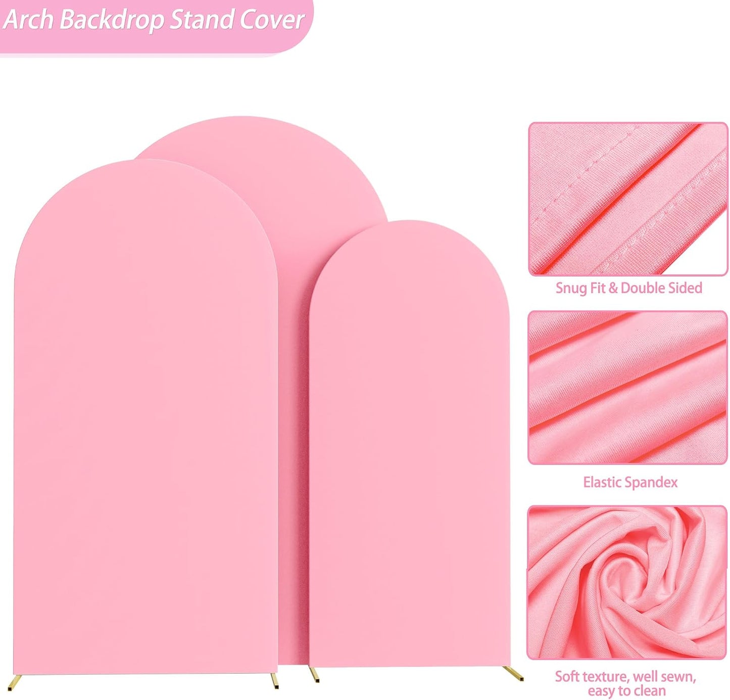 Arco Boda Fundas Elastano 7.2x6.6x6ft 3 Pzas Rosa
