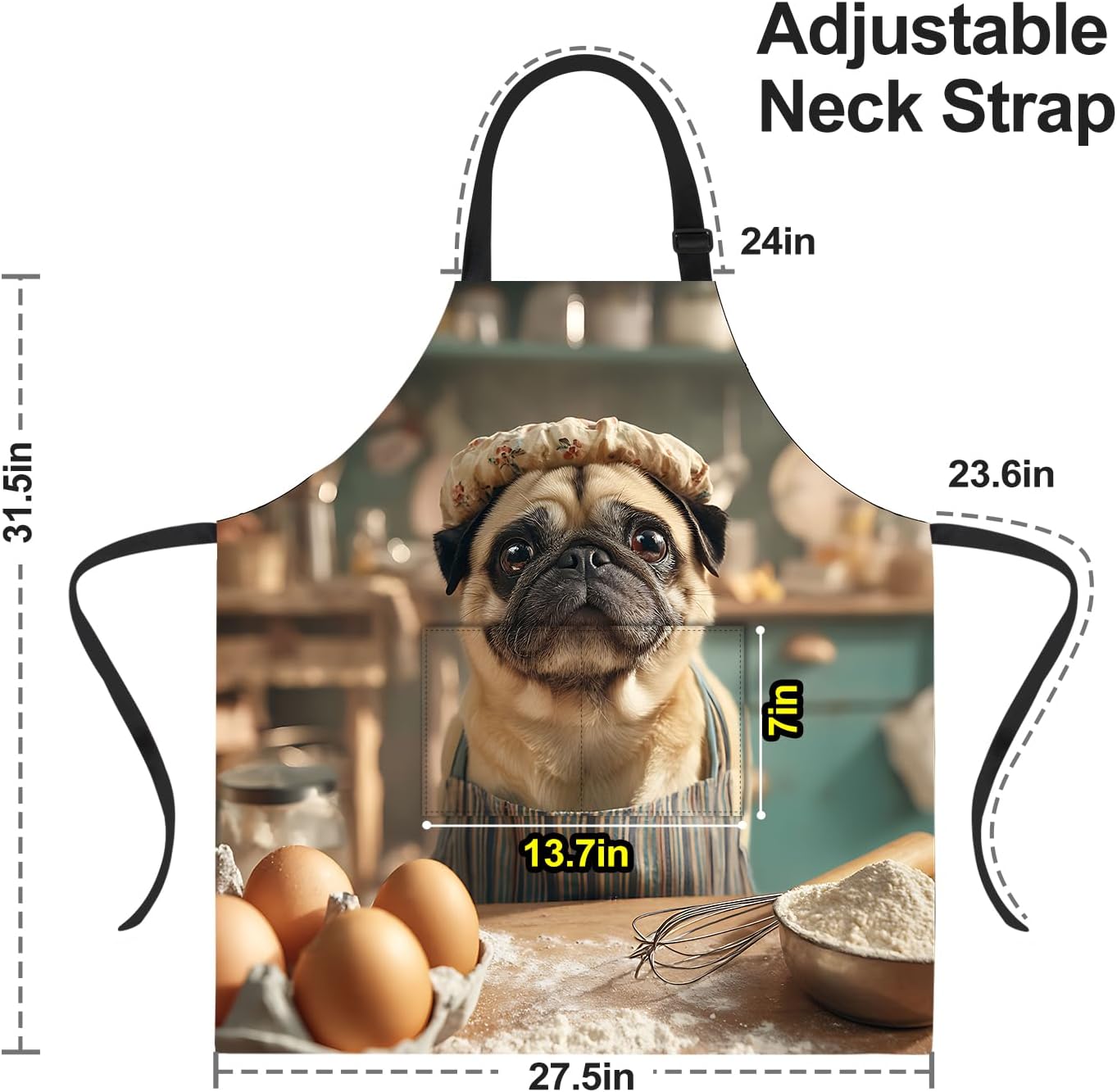 Delantal divertido con 2 bolsillos para cocina