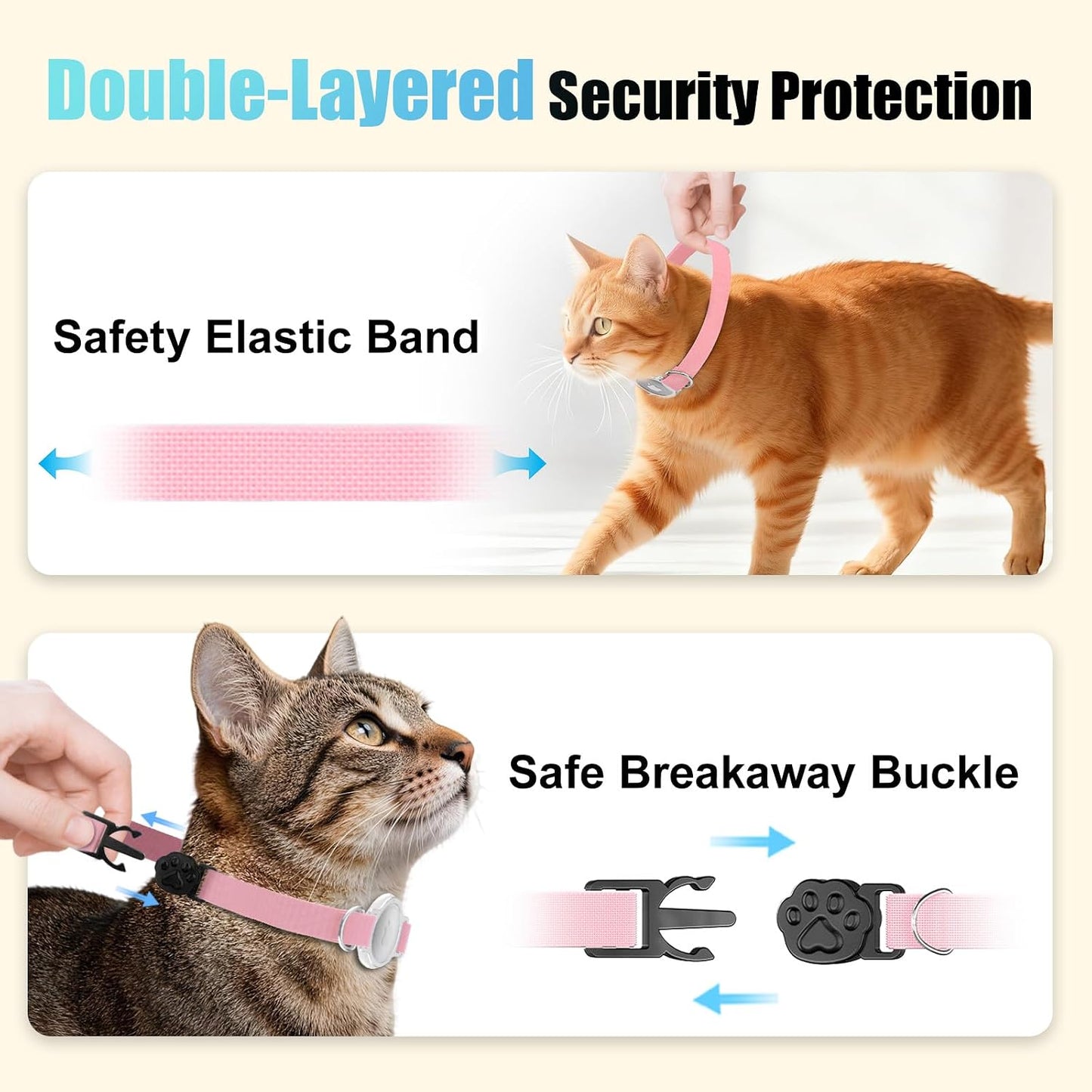 Collar AirTag para gatos elástico con soporte integrado rosa
