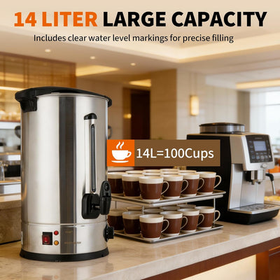 Urna café 14 L acero inox doble pared para eventos plateado