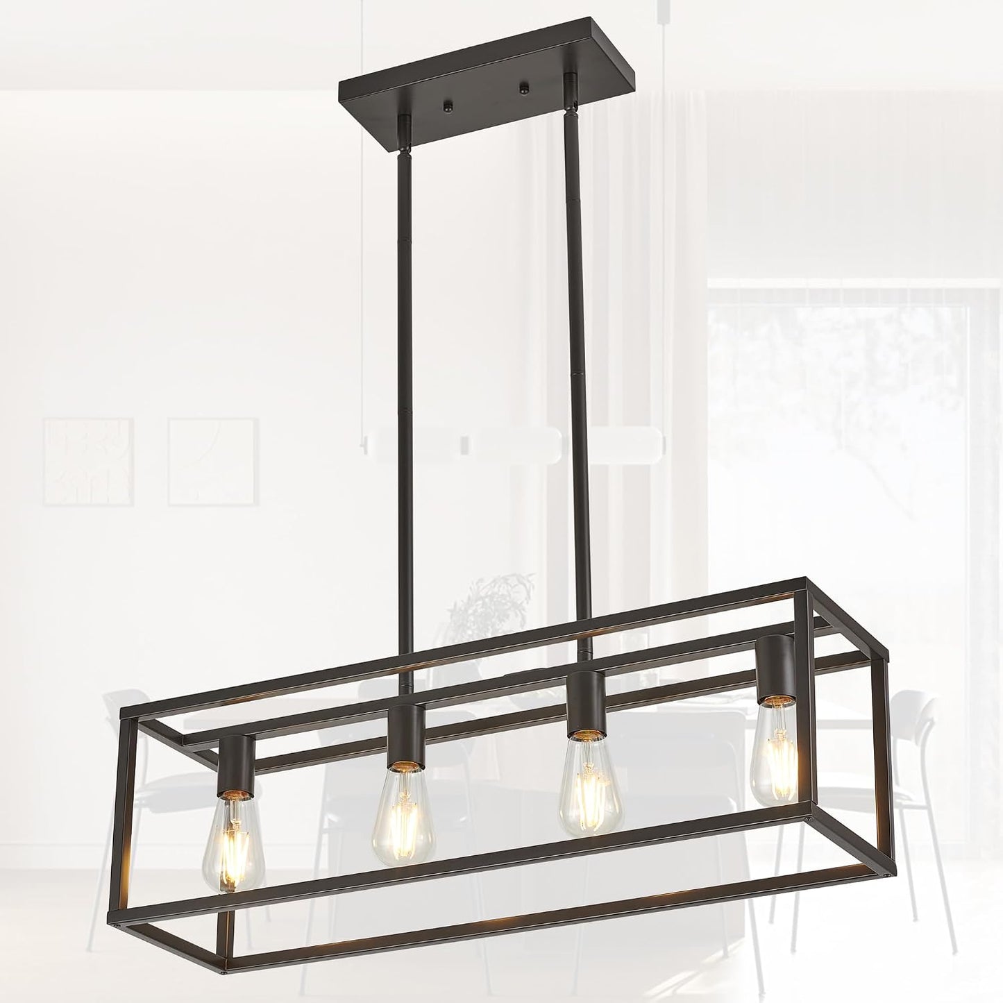 Candelabro rect. bronce aceit. mate 4 luces para isla cocina
