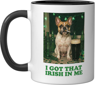 Taza cerámica Saint Patrick Day Irlandesa para perro bulldog francés