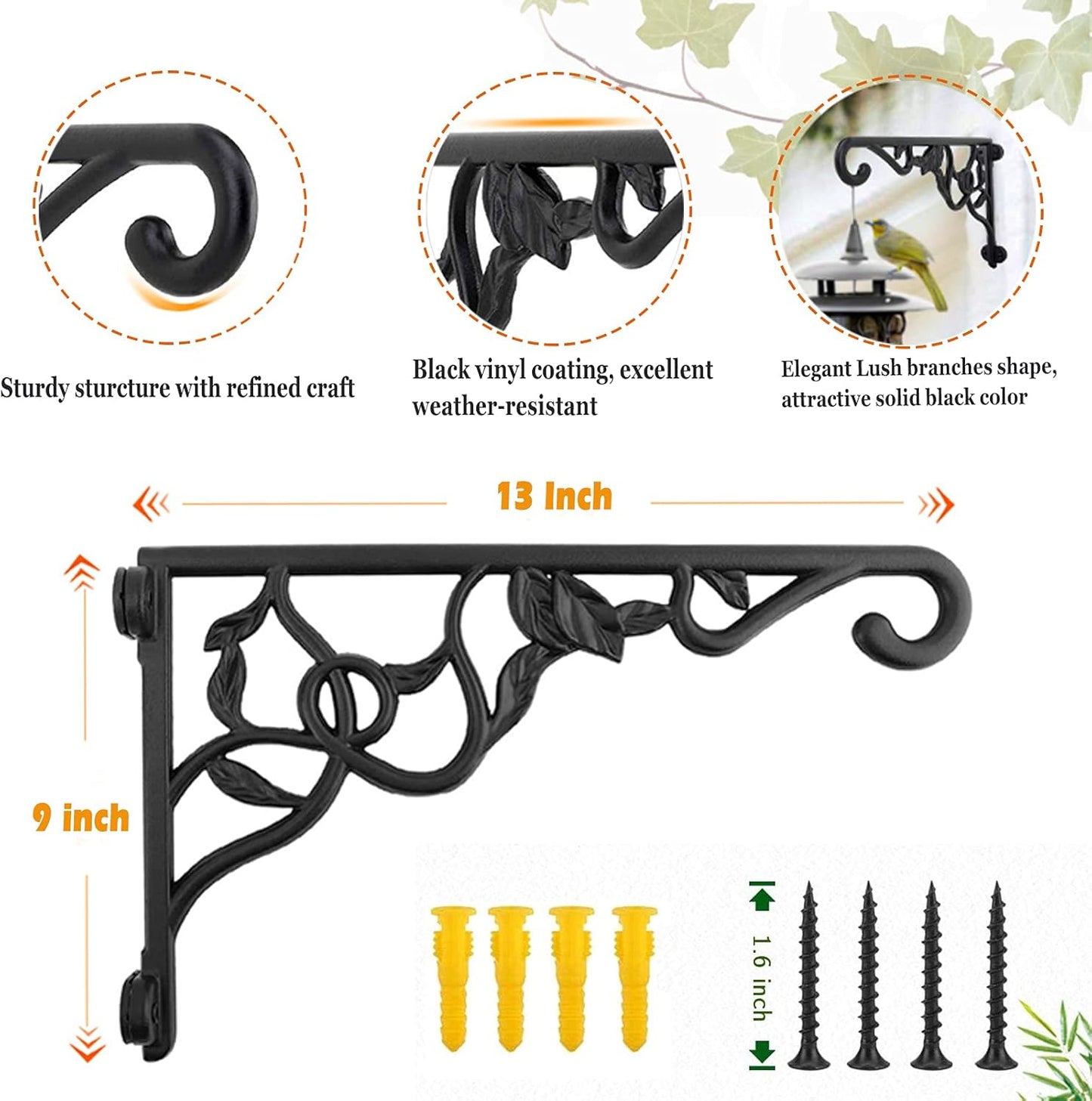 Soportes colgantes para plantas forjado 13pulg resistente