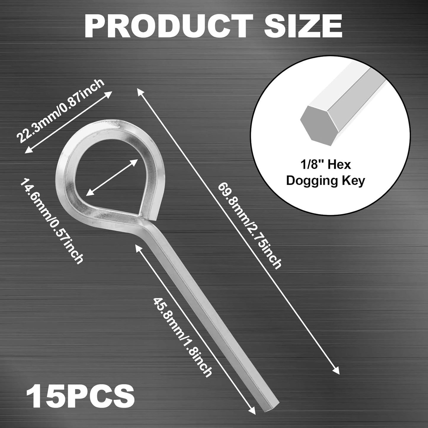Llave hexagonal 1/8pulg metal puerta salida pánico 15uds