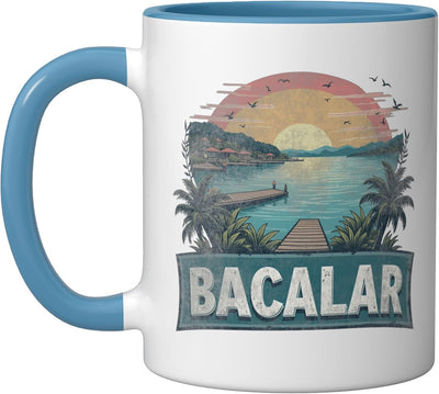 Taza vintage de cerámica color azul y blanco Retro Bacalar