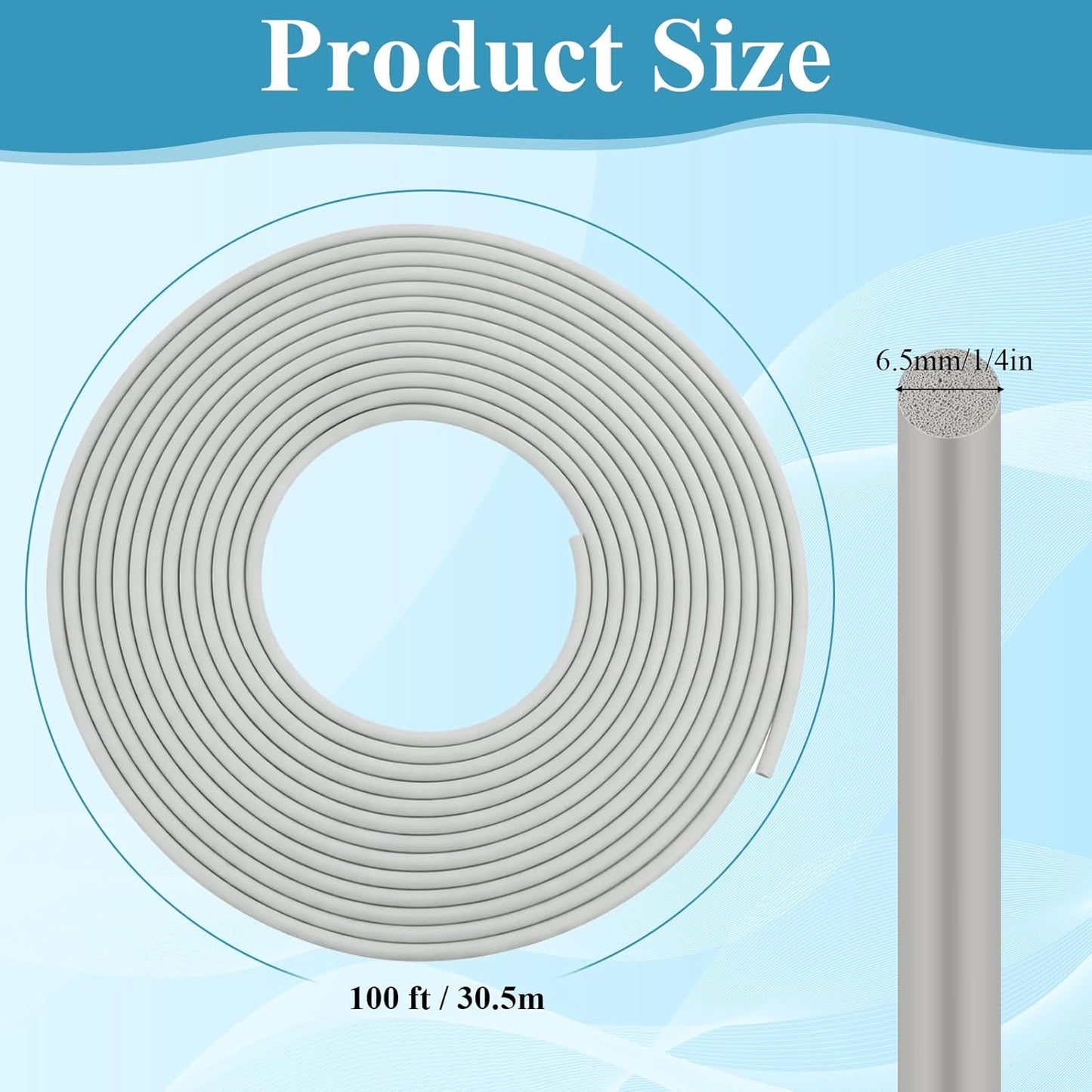 Varilla trasera EPDM espuma 1/4pulg gris para junta concreto