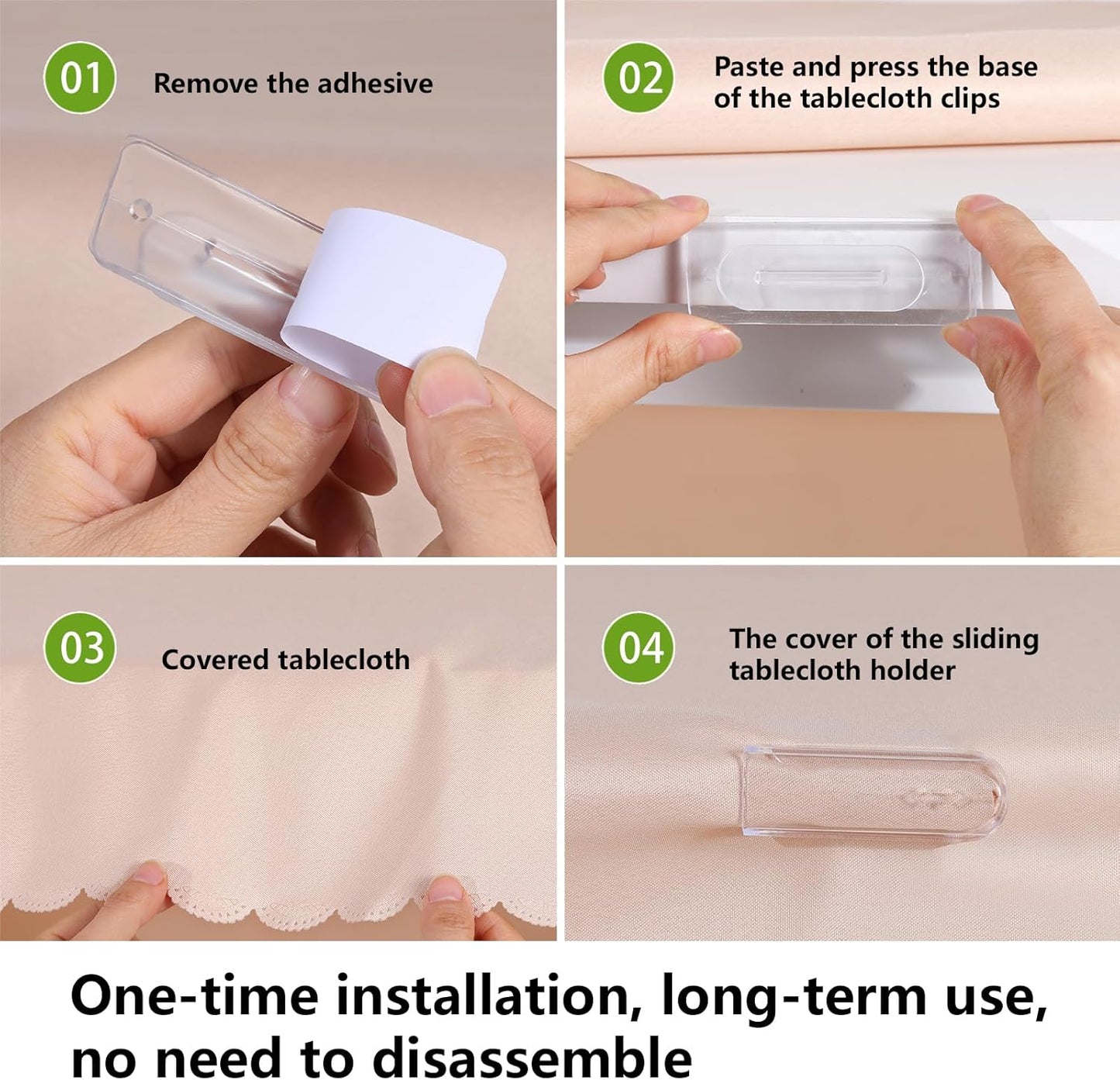 Clips soporte mantel transparente autoadhesivo 8uds