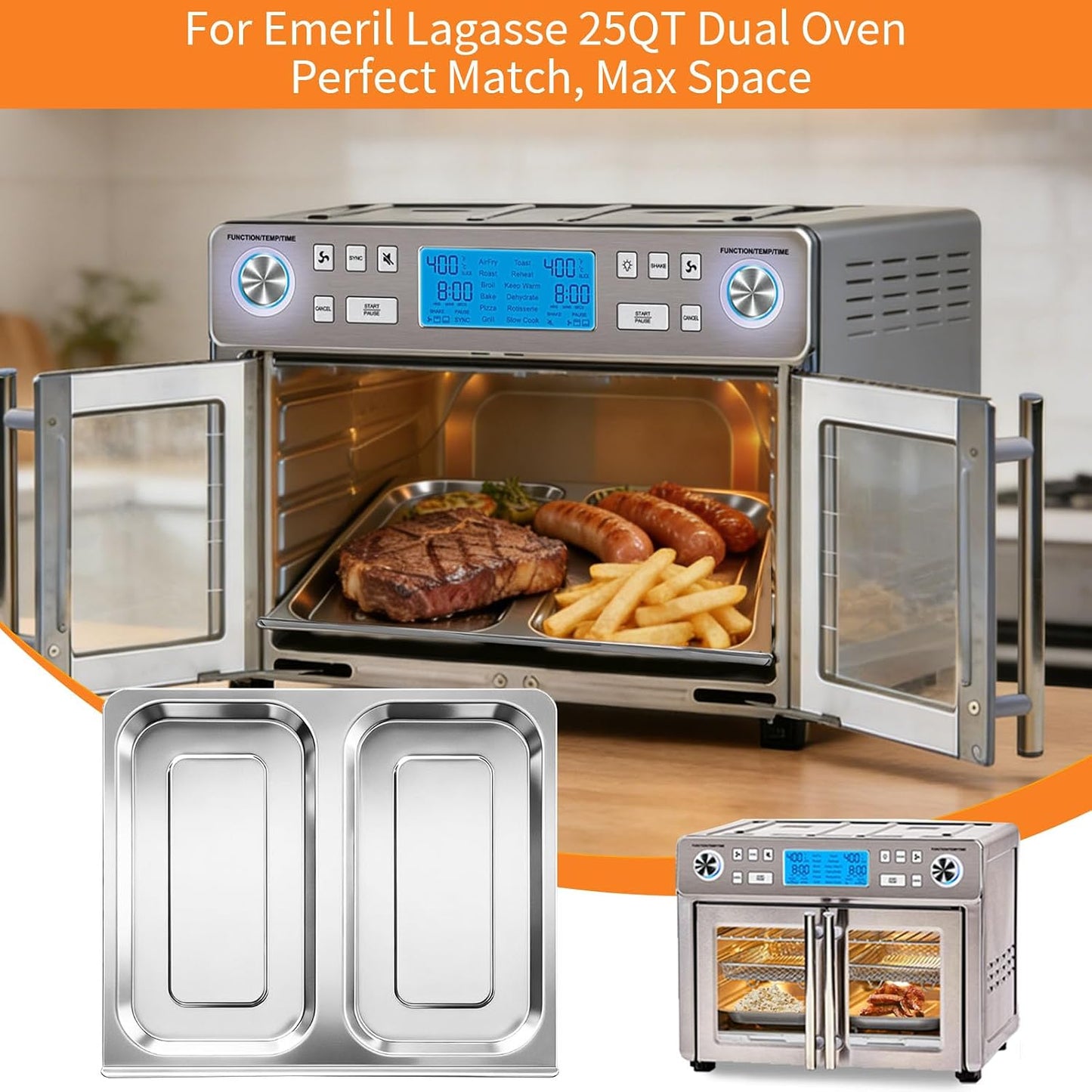 Bandeja goteo freidora aire Emeril 25qt acero inox