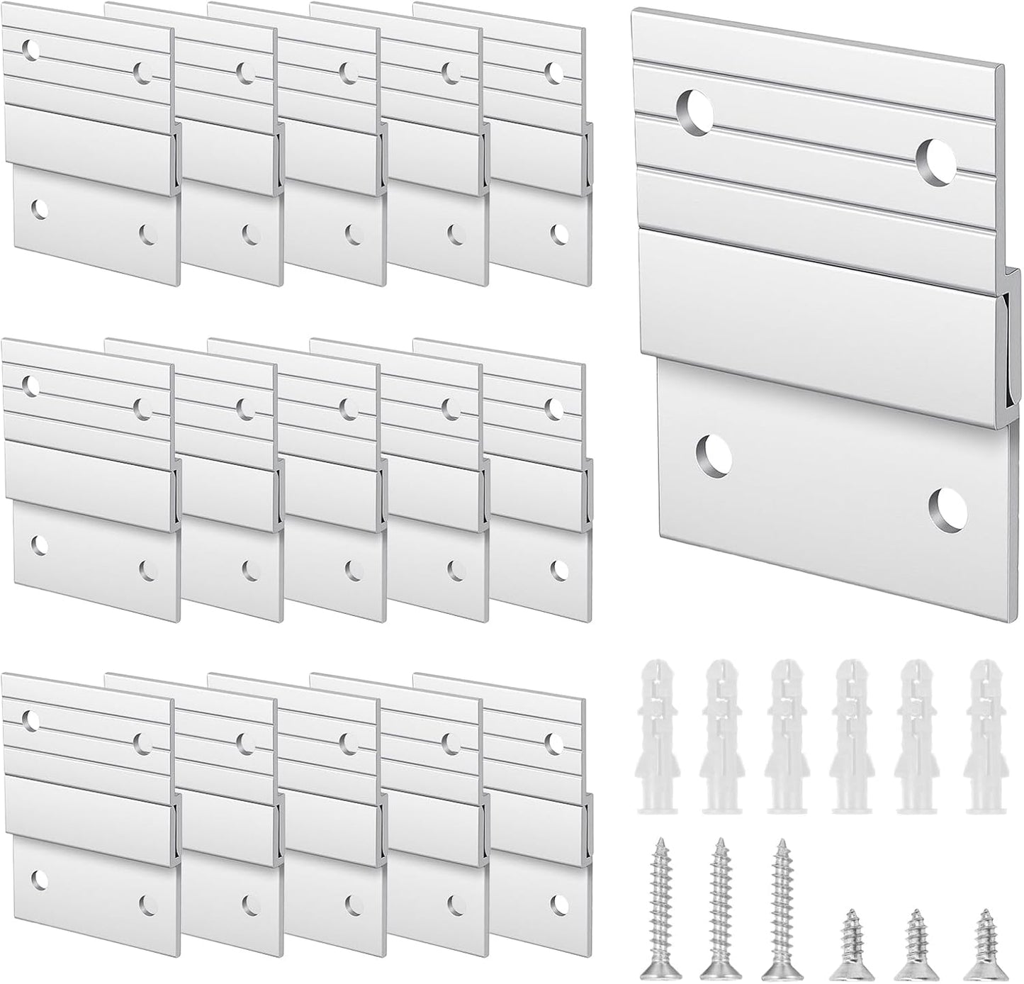 30 Ganchos franceses Z aluminio plateado 2pulg soporte pared