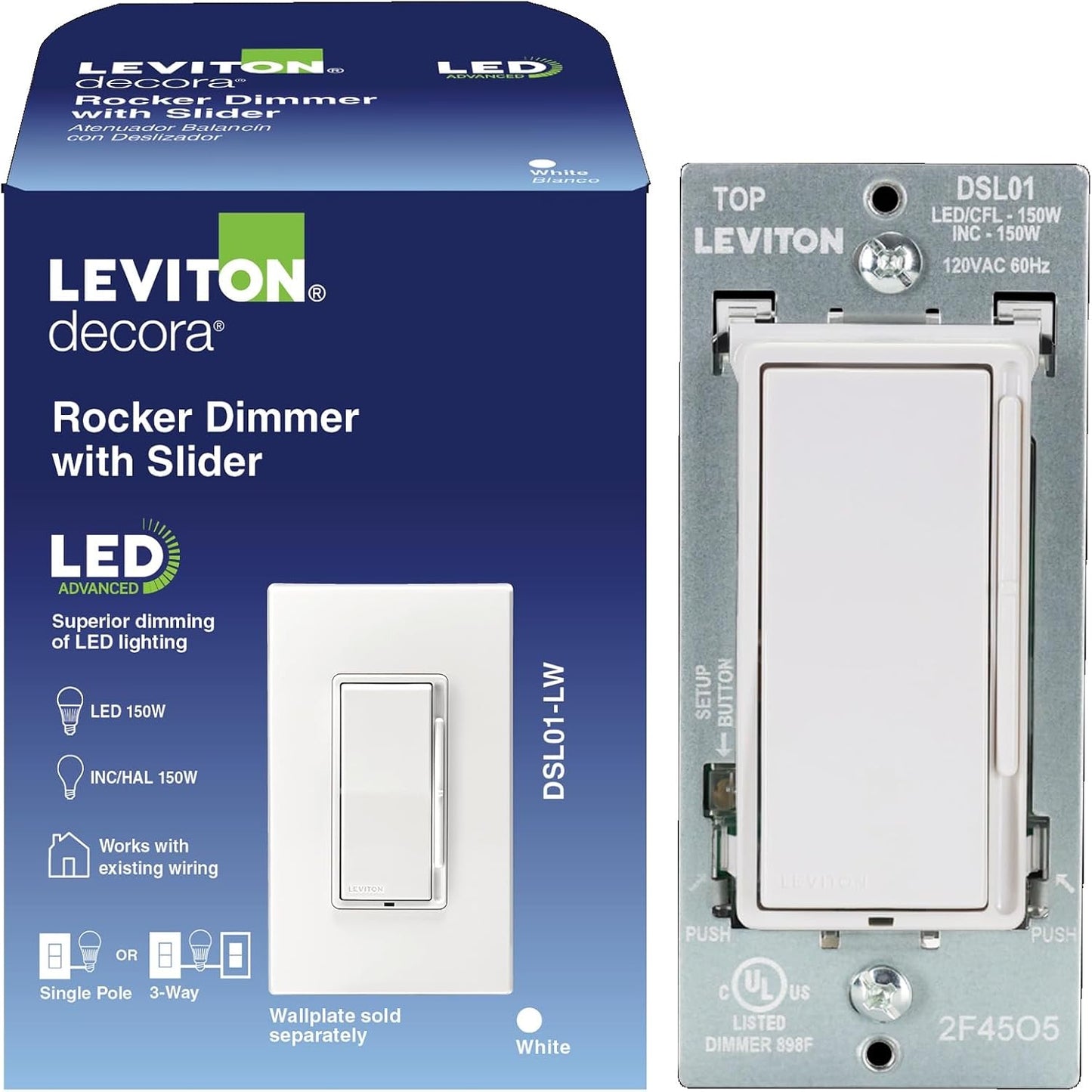 Interruptor atenuación LED bombillas 150W blanco