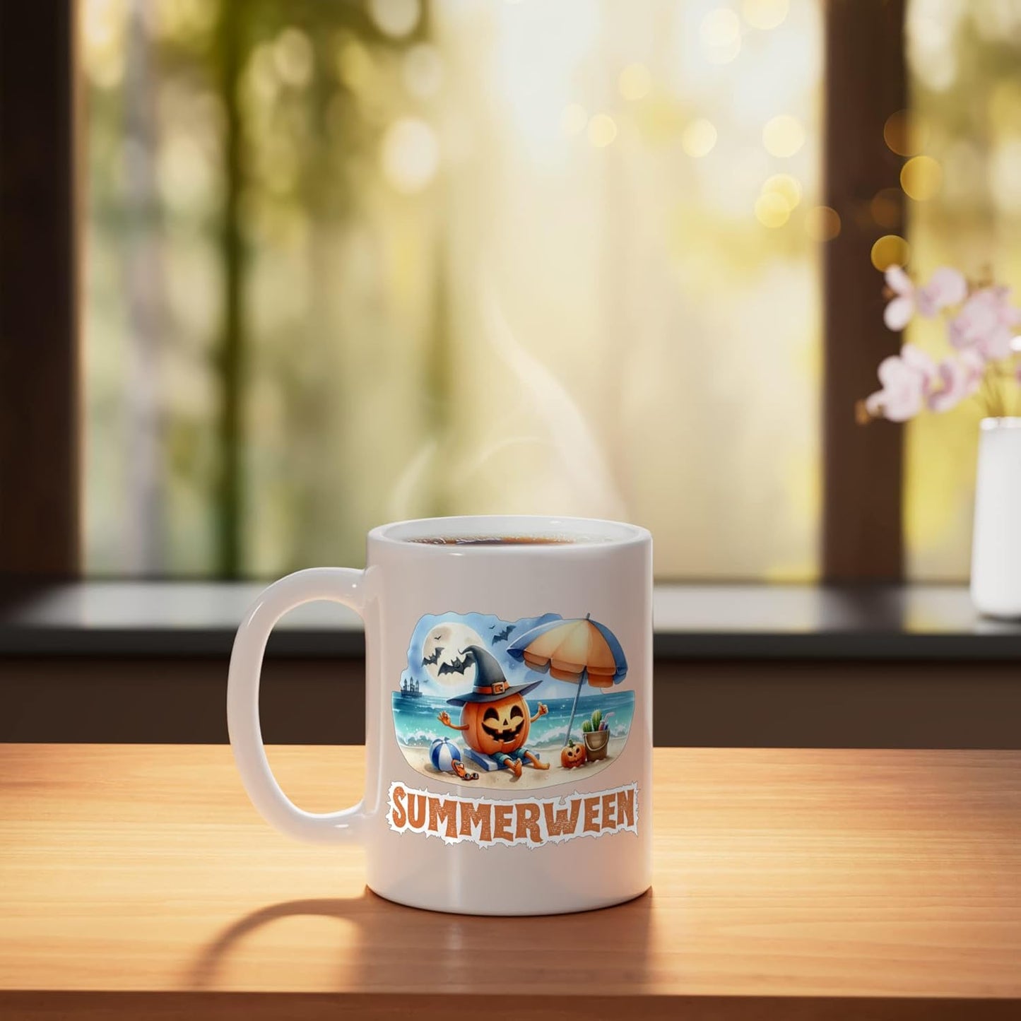 Taza Cerámica Jack O'Lantern Verano Blanco