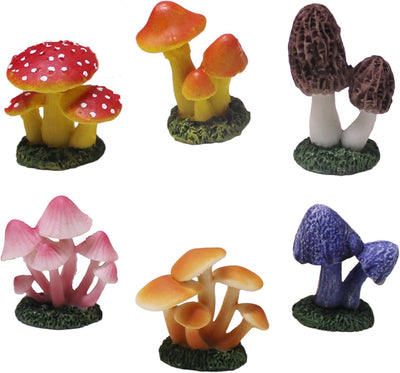 Figuritas resina setas 6 pzas decoración jardín hadas miniatura