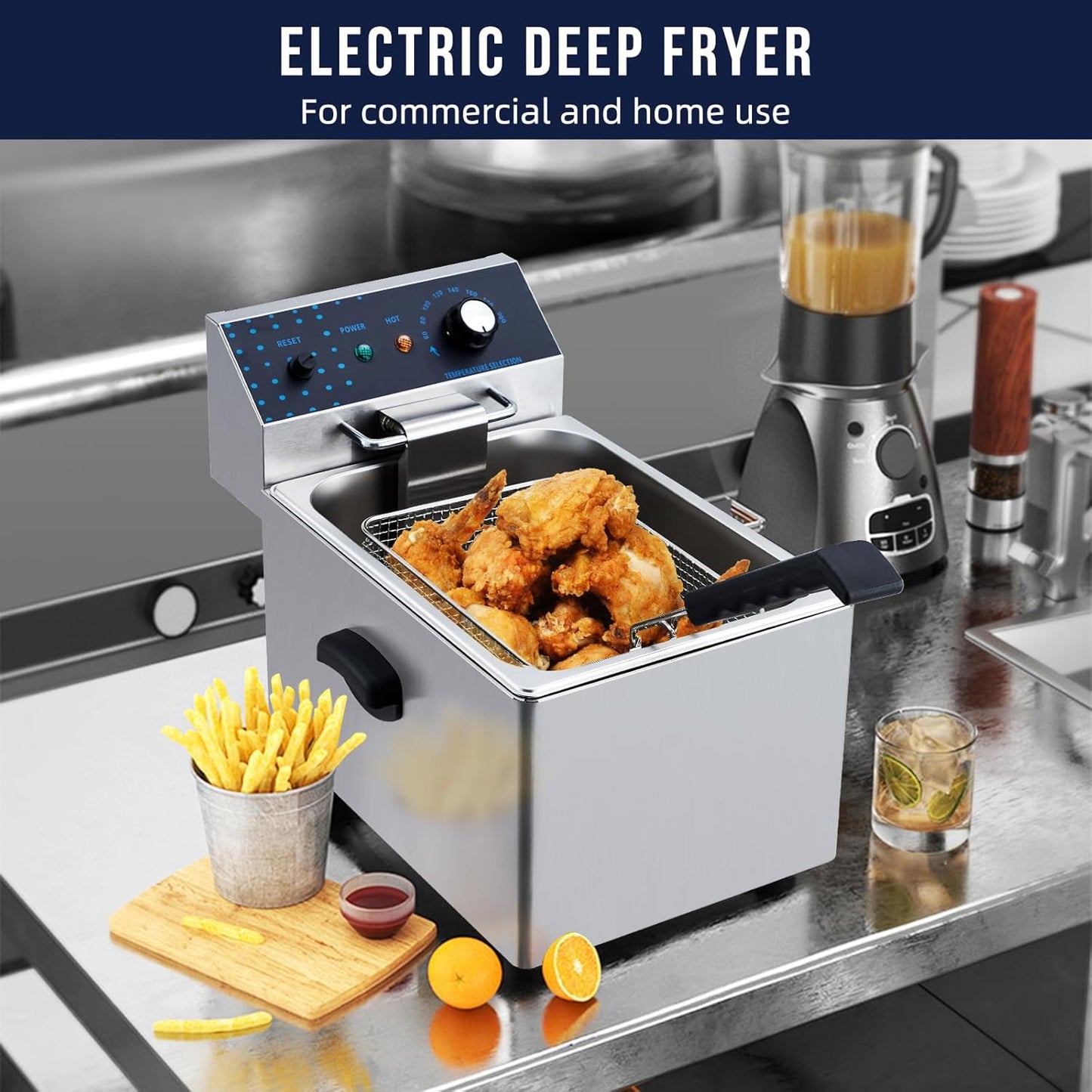 Fritadora eléctrica acero inox 2gal canasta ajustable