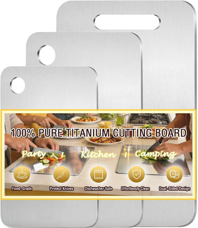 Set 3 Tablas Cortar Titanio Puro Grado Alimenticio
