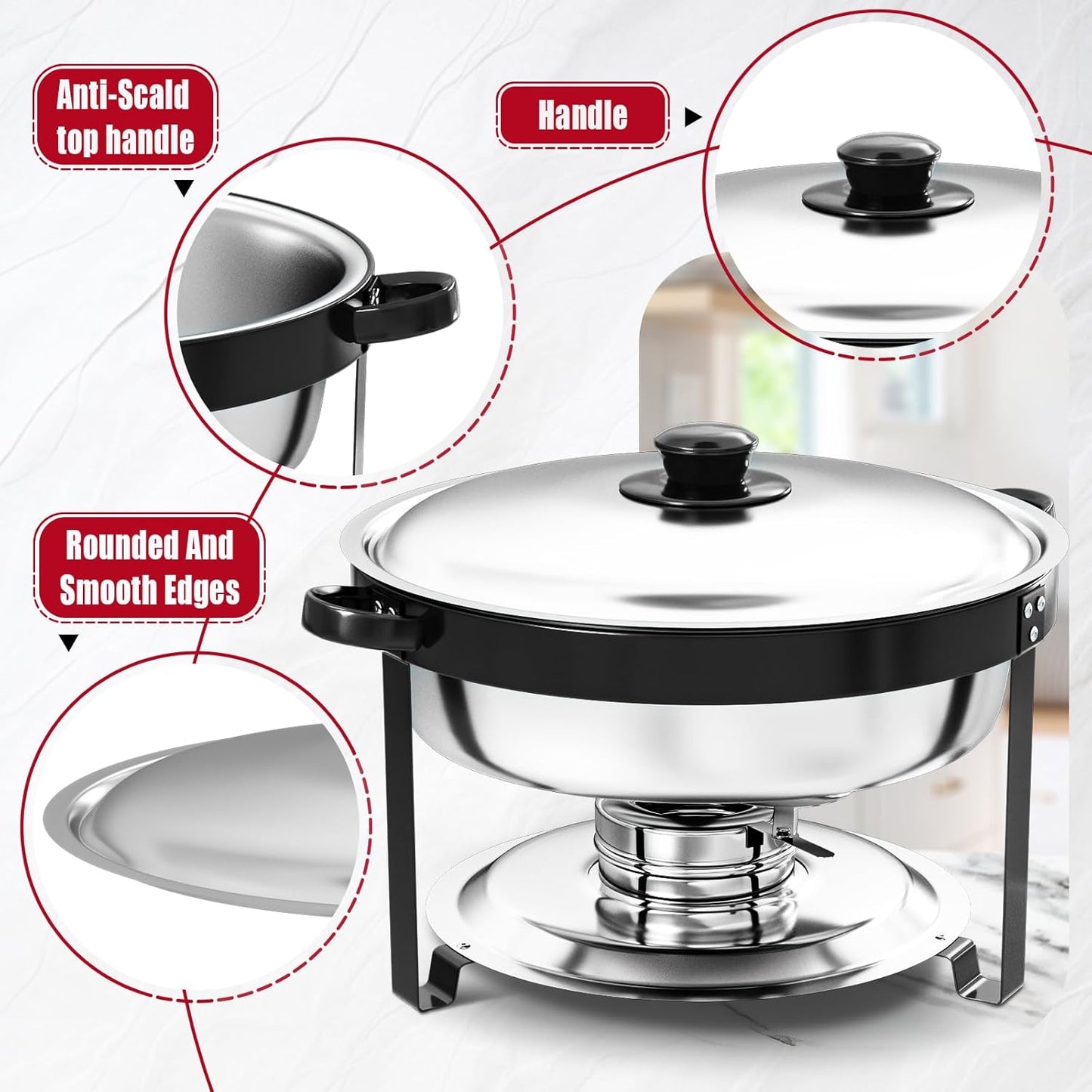 Set 2 Pzas Chafer Acero Inox 5qt Redondo Catering