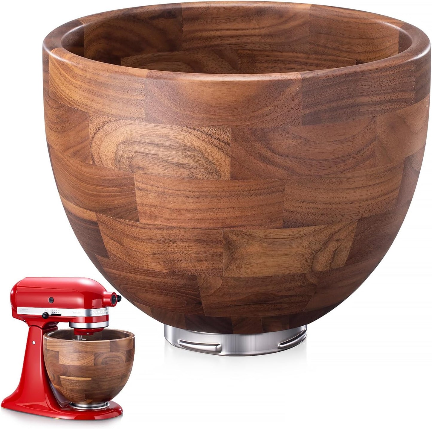 Tazón para mezclar de madera de nogal compatible KitchenAid