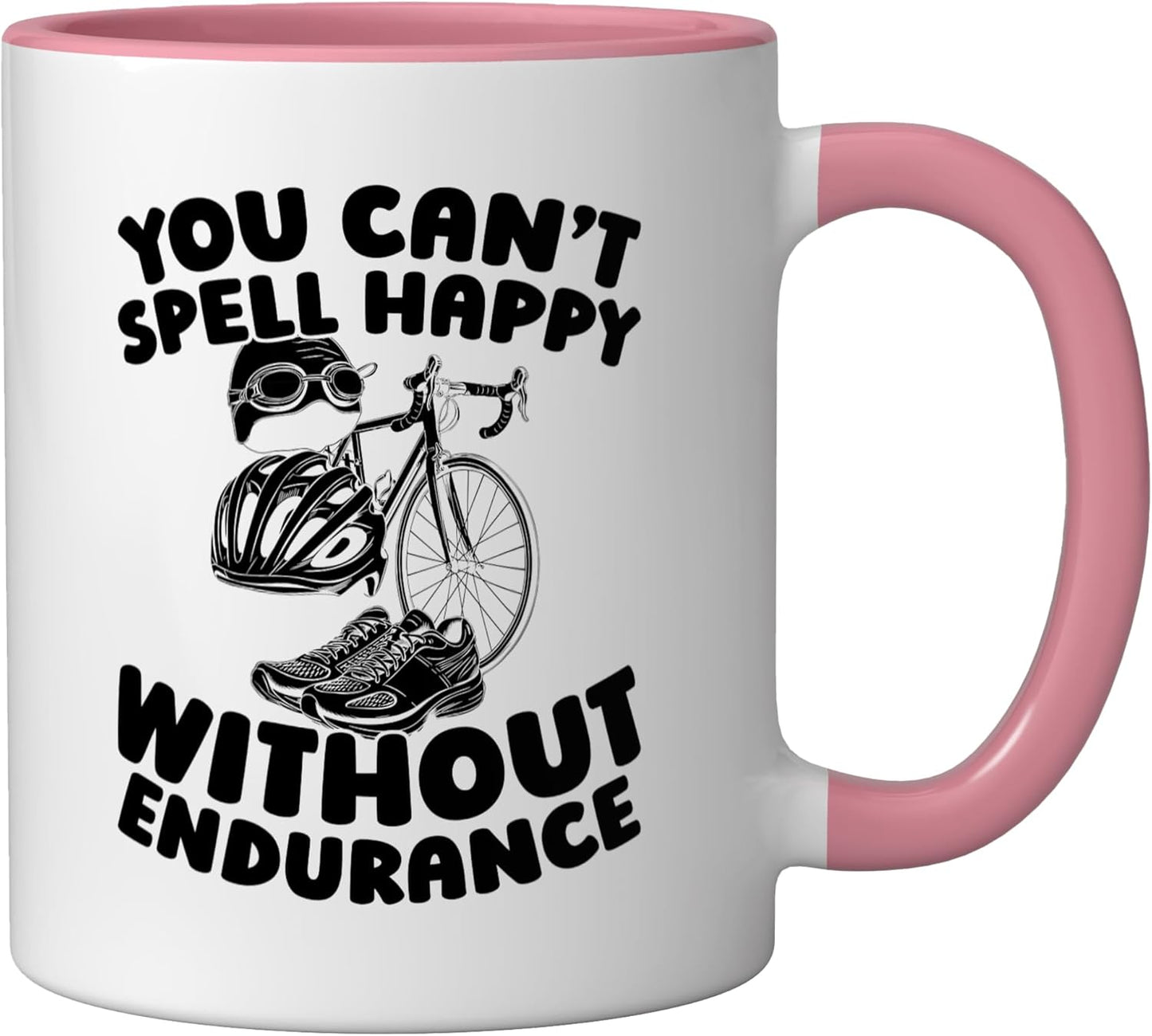 Taza Cerámica Triatlón Correr Nadar Ciclismo Rosa/Blanco